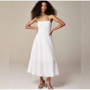 J.Crew Seamed Flare Linen Midi Dress EUC Size 4